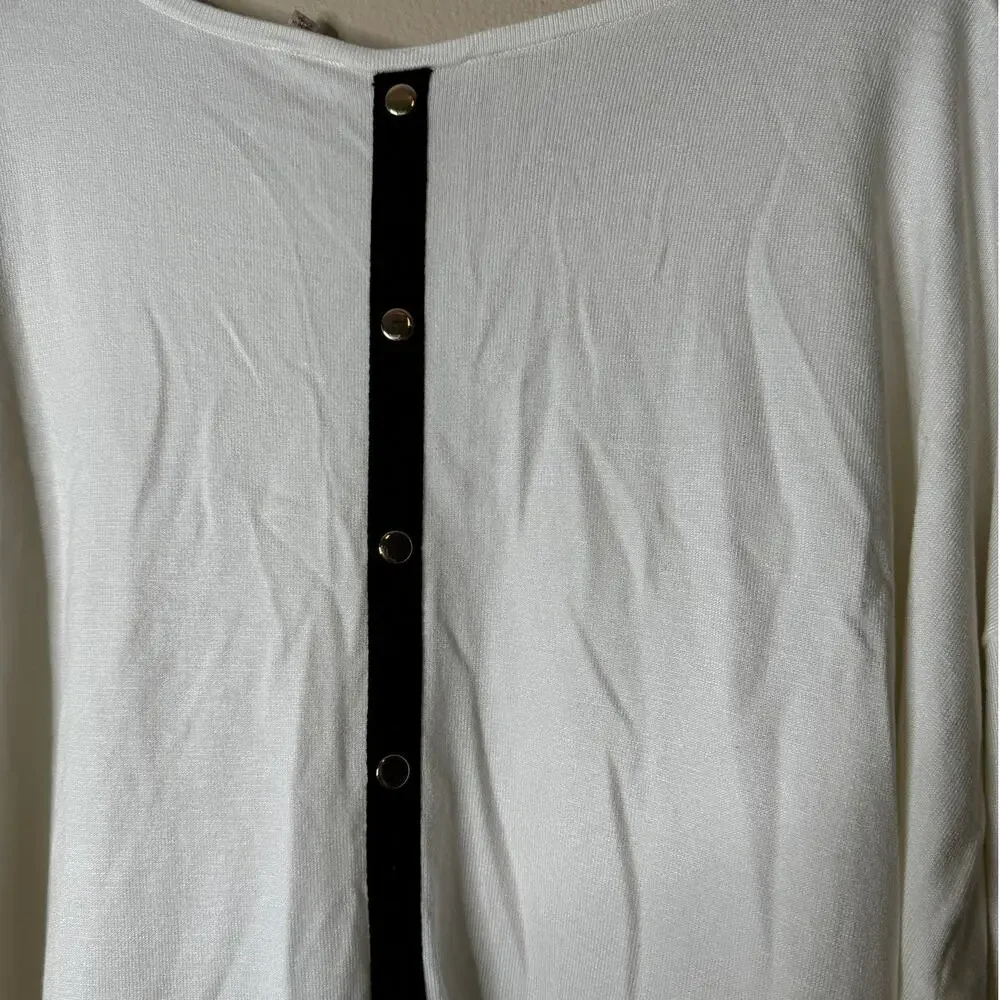Soft Surroundings Women's Plus 2X Trieste Button-Back Cream Sweater